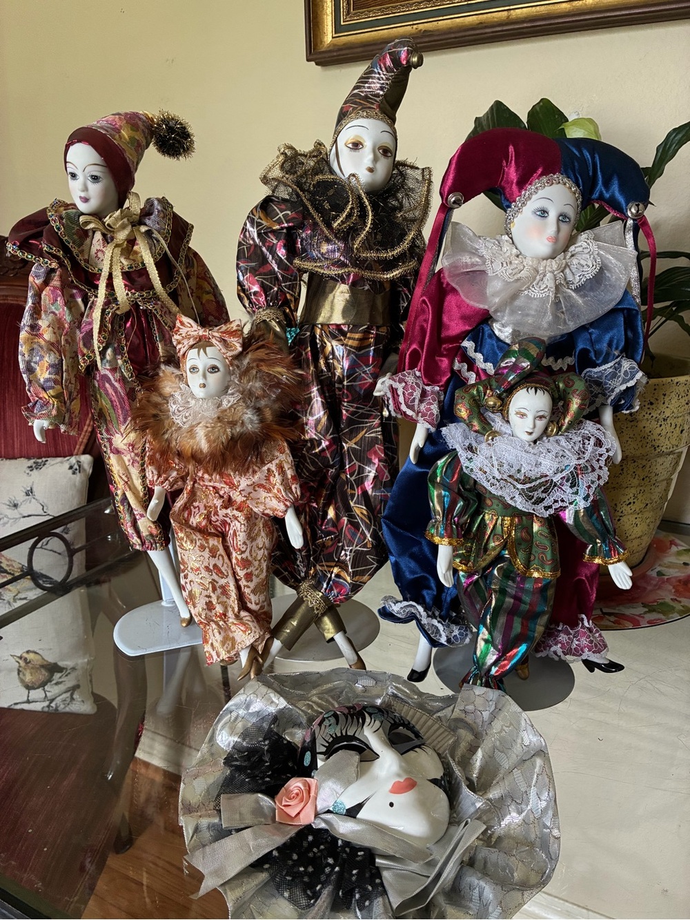Porcelain Jester masquerade Costume Doll - Multicolor Bundle set